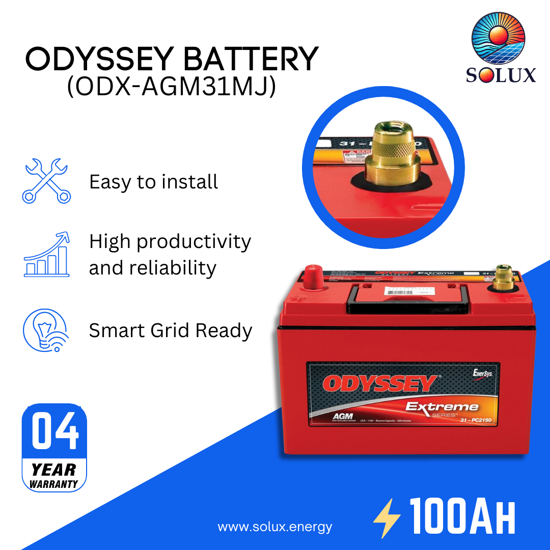 This is an image of Odyssey Extreme Series Battery ODX-AGM31MJ 12VDC 100Ah